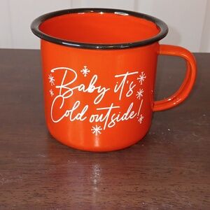 Mug Holiday Christmas Tin Mug Red Black White